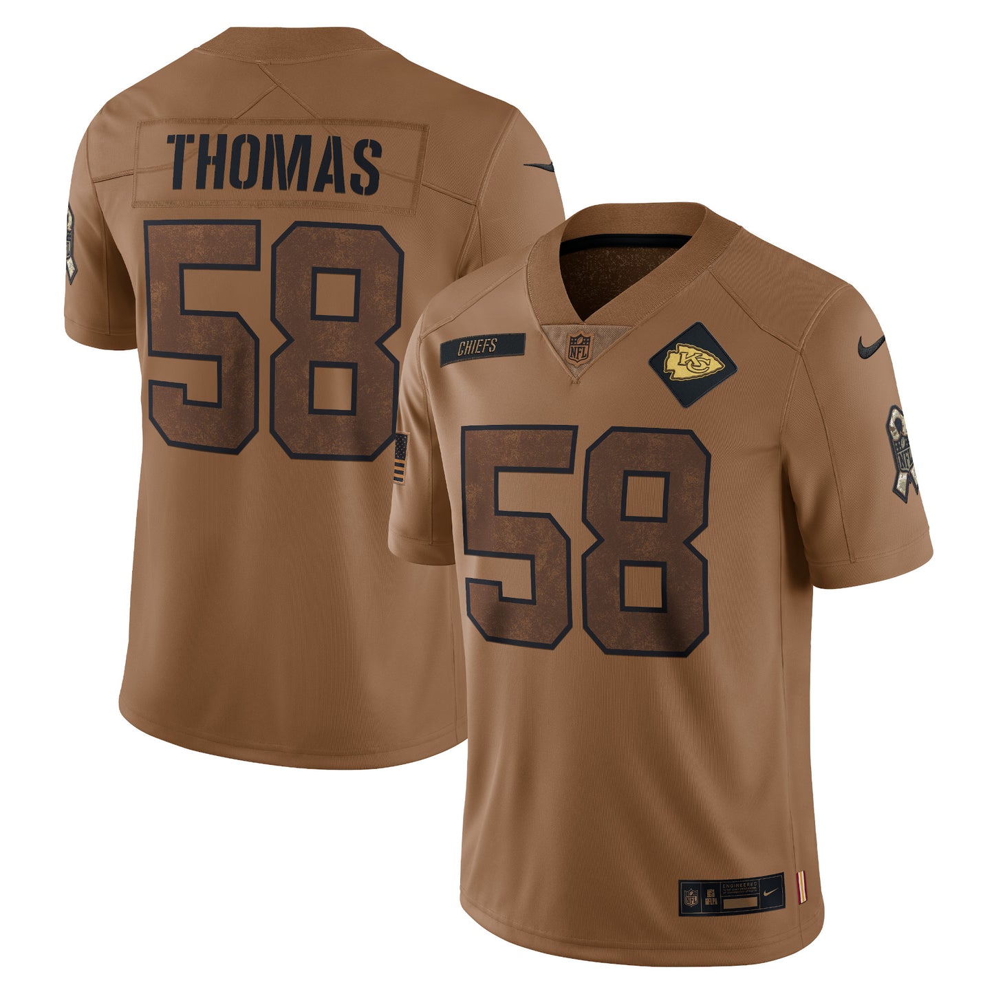Derrick Thomas Kansas City Chiefs Nike 2023 Salute To Service Retired Player Limited Jersey - Brown